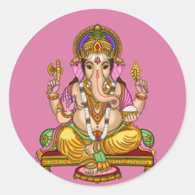 Redonda Pegatina de Lord Ganesha (Anverso)