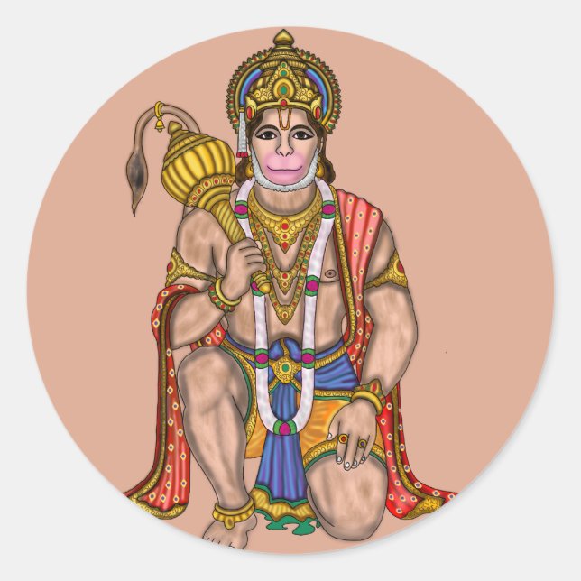 Redonda Pegatina de Lord Hanuman (Anverso)