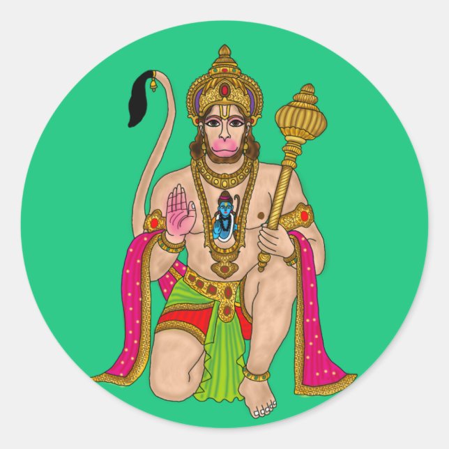 Redonda Pegatina de Lord Hanuman (Anverso)