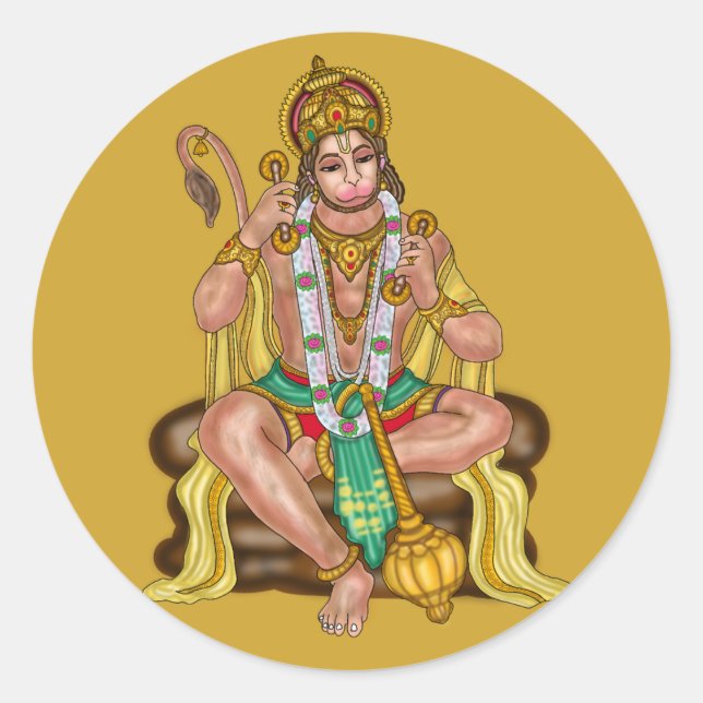 Redonda Pegatina de Lord Hanuman (Anverso)