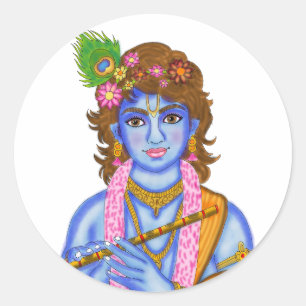 Redonda Pegatina de Lord Krishna