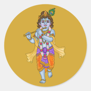 Redonda Pegatina de Lord Krishna