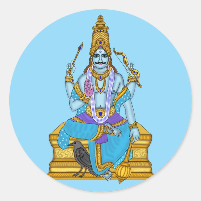 Redonda Pegatina de Lord Shani Dev (Anverso)