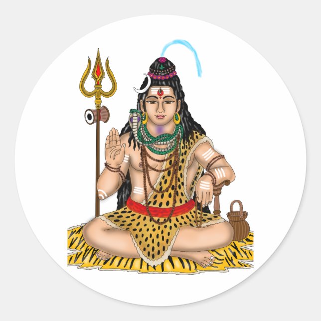 Redonda Pegatina de Lord Shiva (Anverso)