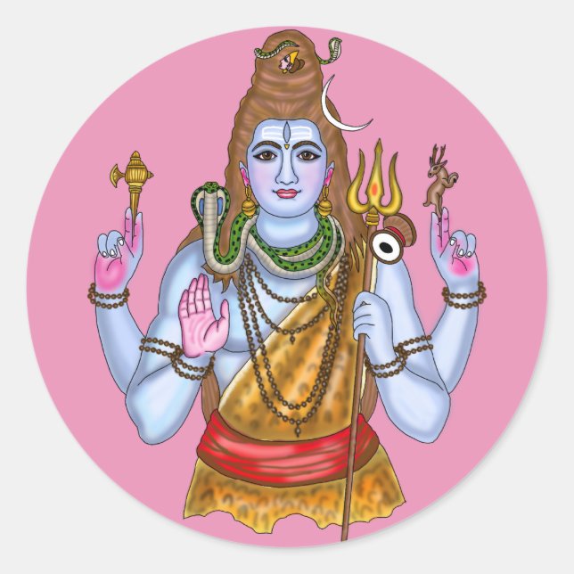 Redonda Pegatina de Lord Shiva (Anverso)