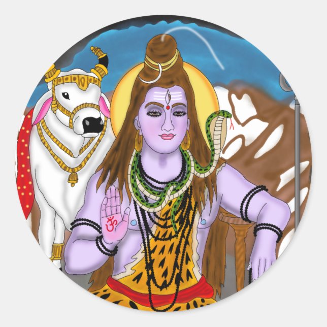 Redonda Pegatina de Lord Shiva (Anverso)