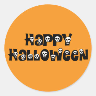 Redonda Pegatina de los cráneos del feliz Halloween