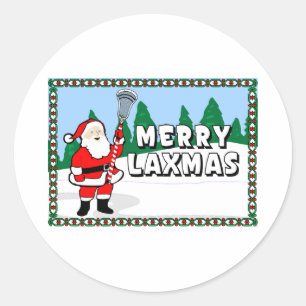Redonda Pegatina de los diseños MerryLaxmas3 de LaCrosse