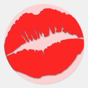 Redonda Pegatina de los labios de besos rojos