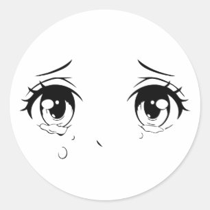 Redonda Pegatina de los ojos animados llorando - Diseño es