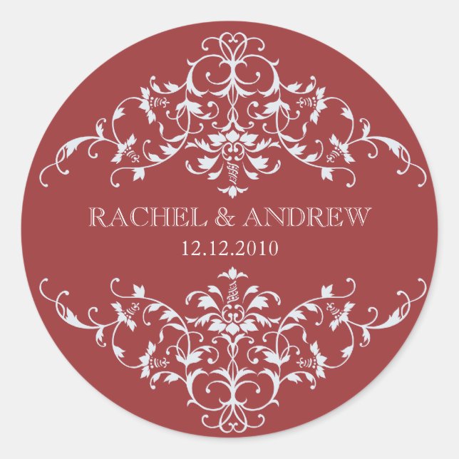 Redonda Pegatina de los ornamentos románticos (Anverso)