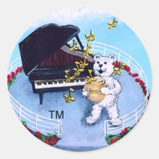 Redonda Pegatina de los osos de piano
