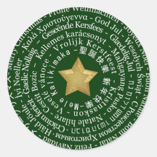 Redonda Pegatina de los otros idiomas de las Felices