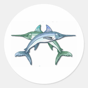Redonda Pegatina de los peces espadas