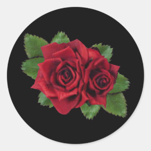 Redonda Pegatina de los Rosas Black Pearl