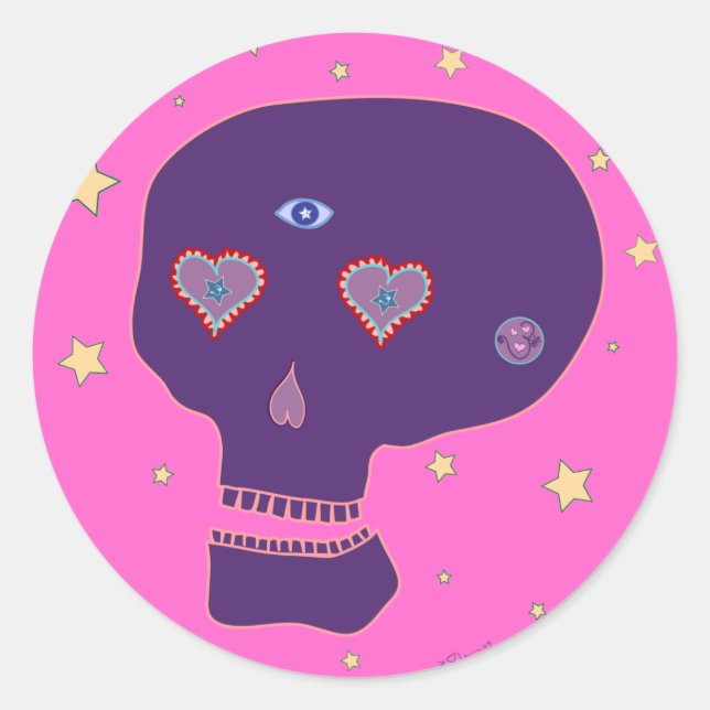 Redonda Pegatina de LoveSkull (Anverso)