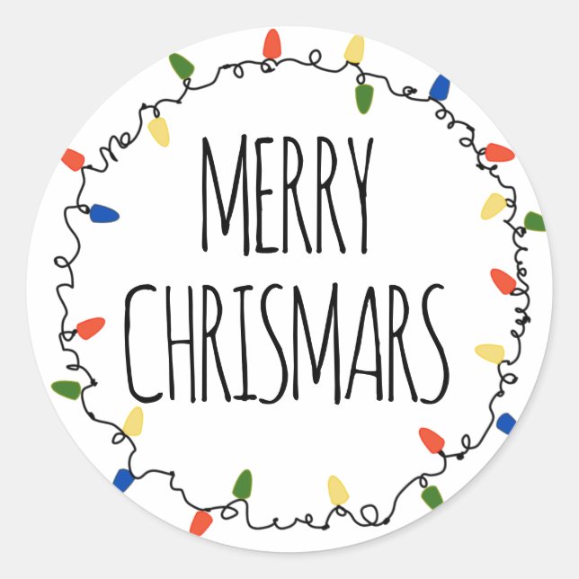 Redonda Pegatina de luces navidades (Anverso)