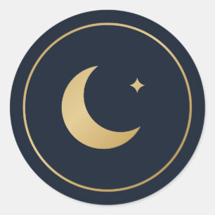 Redonda Pegatina de luna creciente de Ramadán Eid Navy Gol