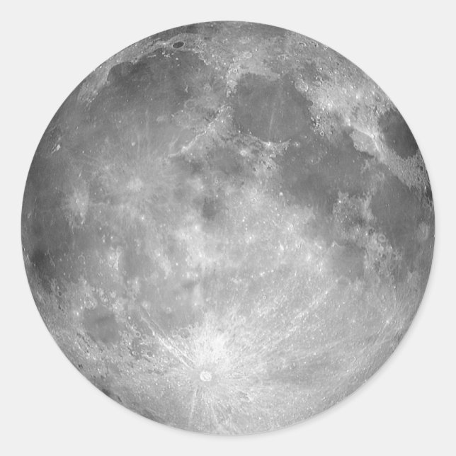 Redonda Pegatina de Luna Llena (Anverso)