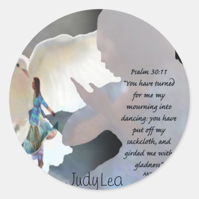 Redonda pegatina de luto a la danza (Anverso)