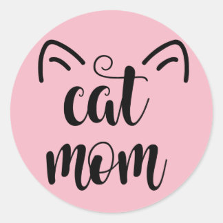 Redonda Pegatina de mamá de gato
