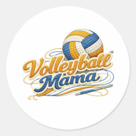 Redonda Pegatina de Mamá de Voleibol (Letra Retro)