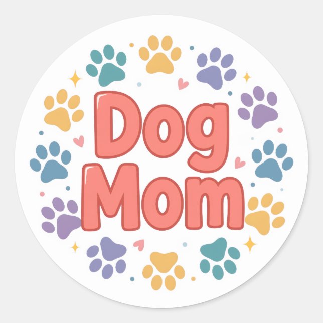 Redonda Pegatina de Mamá Perro (Anverso)