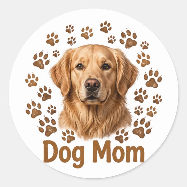 Redonda Pegatina de Mamá Perro (Anverso)