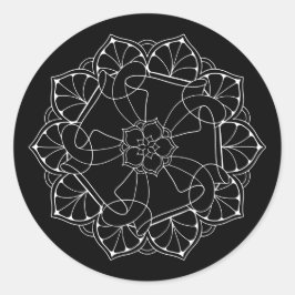 Redonda Pegatina de Mandala blanco y negro