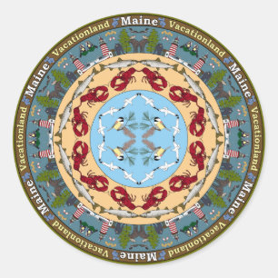 Redonda Pegatina de Mandala del estado de Maine