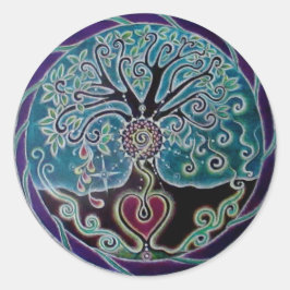 Redonda Pegatina de Mandala, el árbol bendecido de la vida