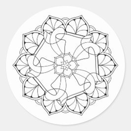 Redonda Pegatina de Mandala en blanco y negro