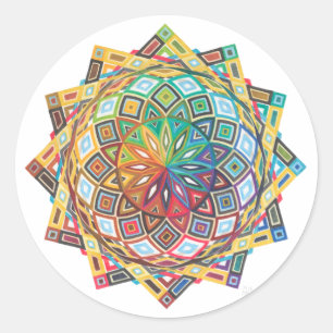 Redonda Pegatina de Mandala Geométrico Intrincado