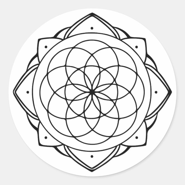 Redonda Pegatina de Mandala Simple (Anverso)