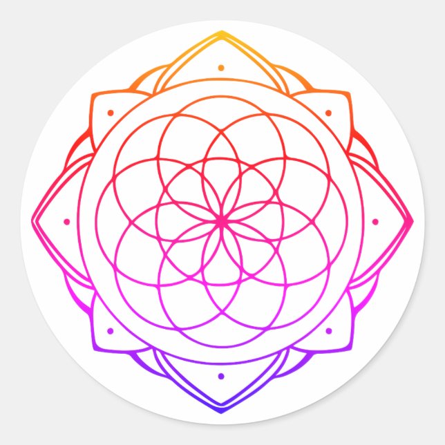 Redonda Pegatina de Mandala Simple (Anverso)