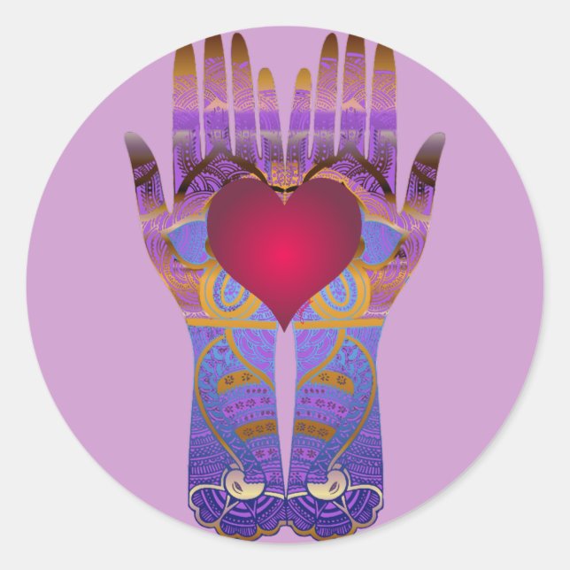 Redonda Pegatina de manos celestiales (Anverso)