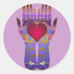 Redonda Pegatina de manos celestiales