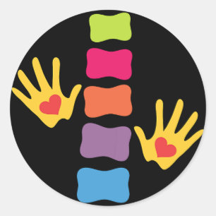 Redonda Pegatina de manos y espinas quiroprácticas