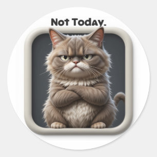 Redonda Pegatina de manualidades de Grumpy Cat "No hoy" – 