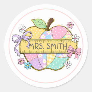 Redonda Pegatina de manzana para profesor personalizada