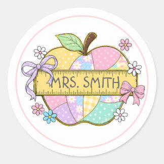 Redonda Pegatina de manzana para profesor personalizada