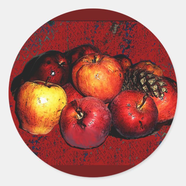 Redonda Pegatina de Manzanas para Abuelas - Rojo (Anverso)