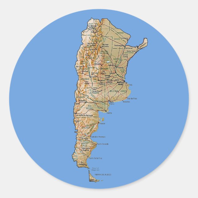 Redonda Pegatina de Mapa de Argentina (Anverso)