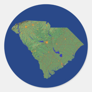 Redonda Pegatina de Mapa de Carolina del Sur