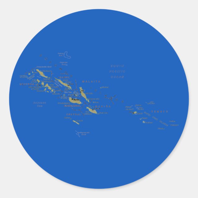 Redonda Pegatina de mapa de las Islas Salomón (Anverso)
