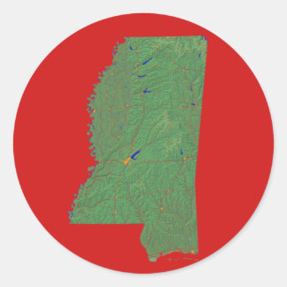 Redonda Pegatina de Mapa de Misisipi