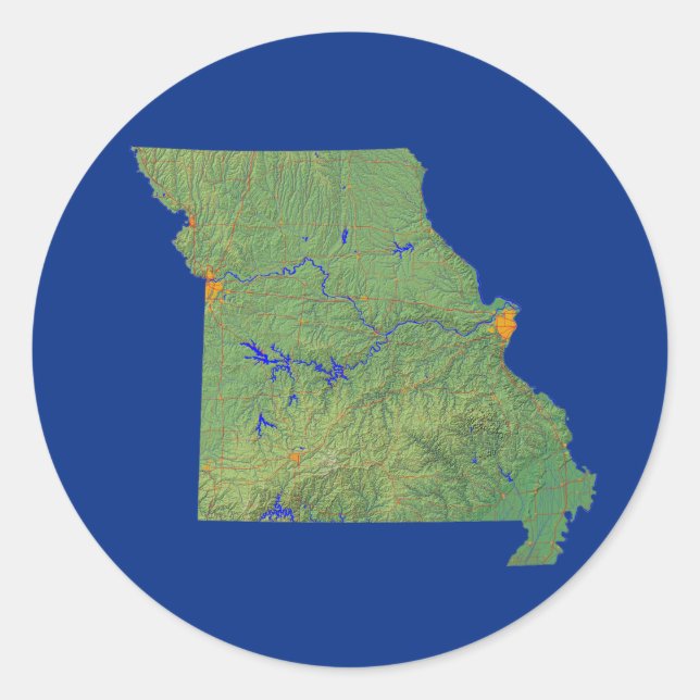 Redonda Pegatina de Mapa de Misuri (Anverso)