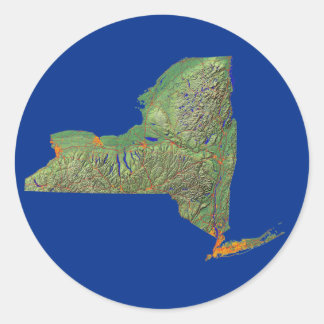 Redonda Pegatina de Mapa de Nueva York