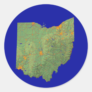 Redonda Pegatina de Mapa de Ohio