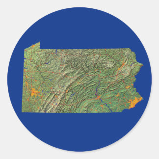Redonda Pegatina de Mapa de Pensilvania